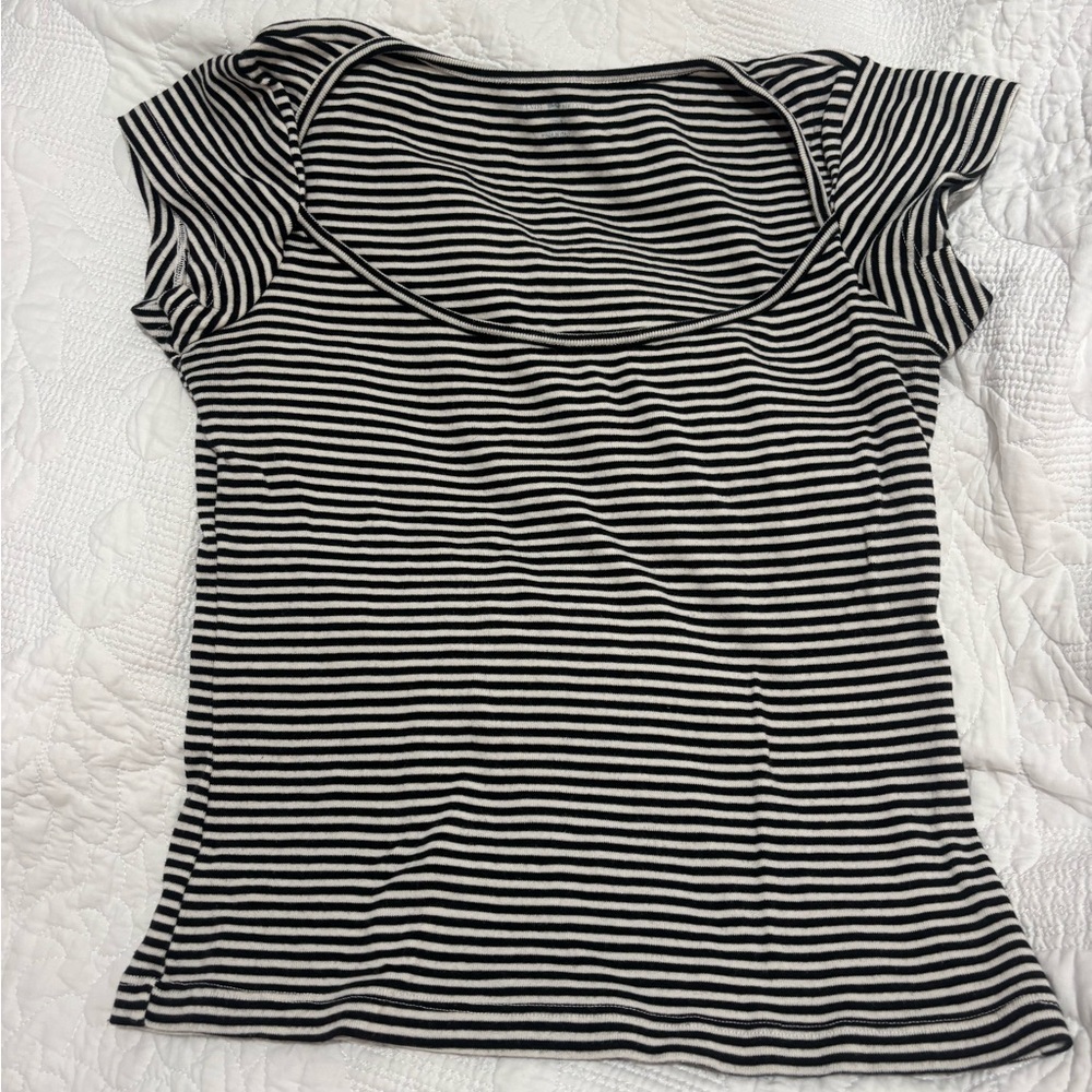 Brandy stripe boat neck top